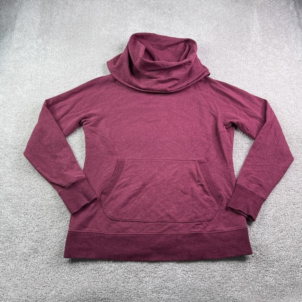 LL Bean Sweatshirt Womens Large Pink Cozy Cowl Neck Pullover Thumbholes Sweater